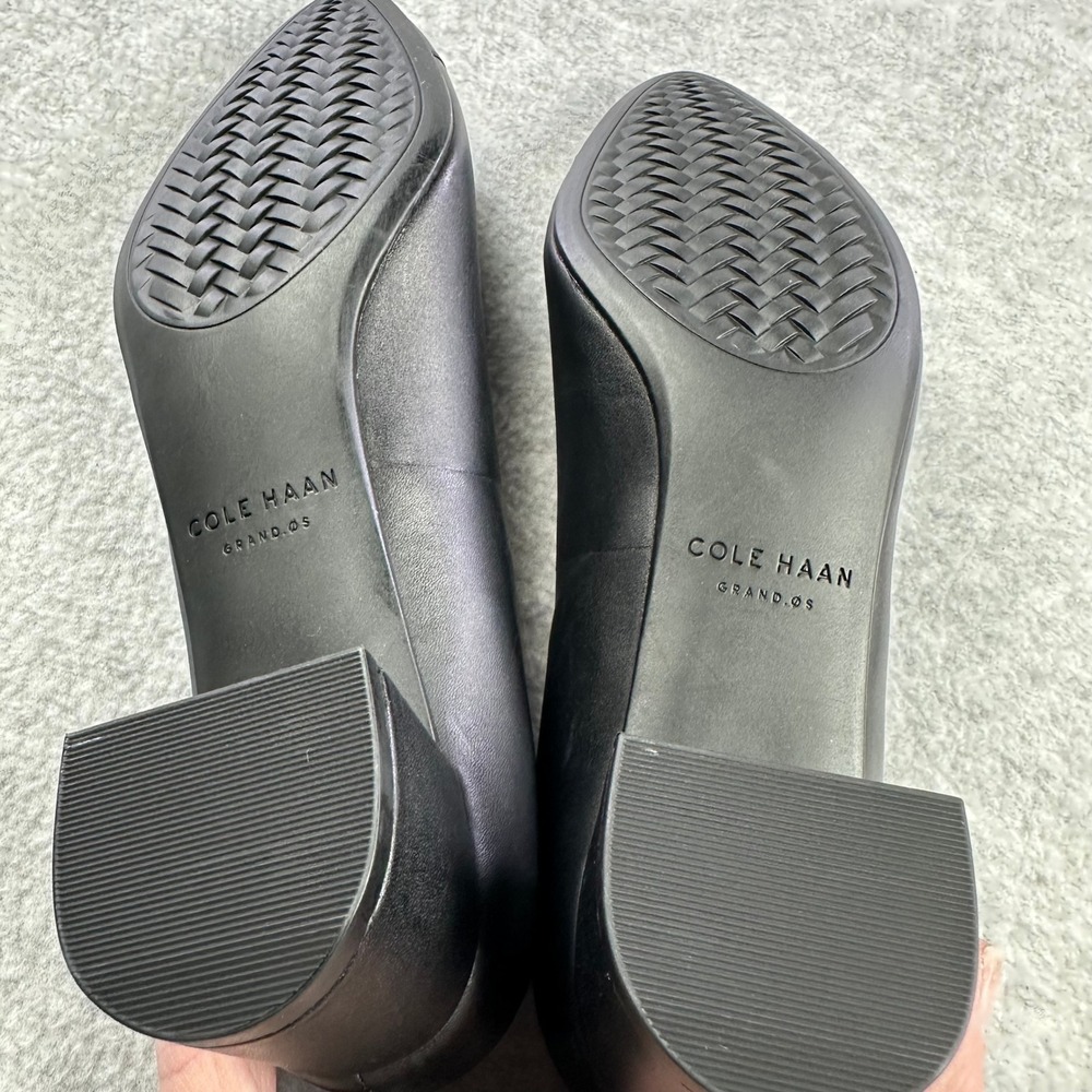 Cole Haan W16074 The Go-To Black Waterproof Leather Block Heel Pumps Women's 7.5 - Picture 4 of 7